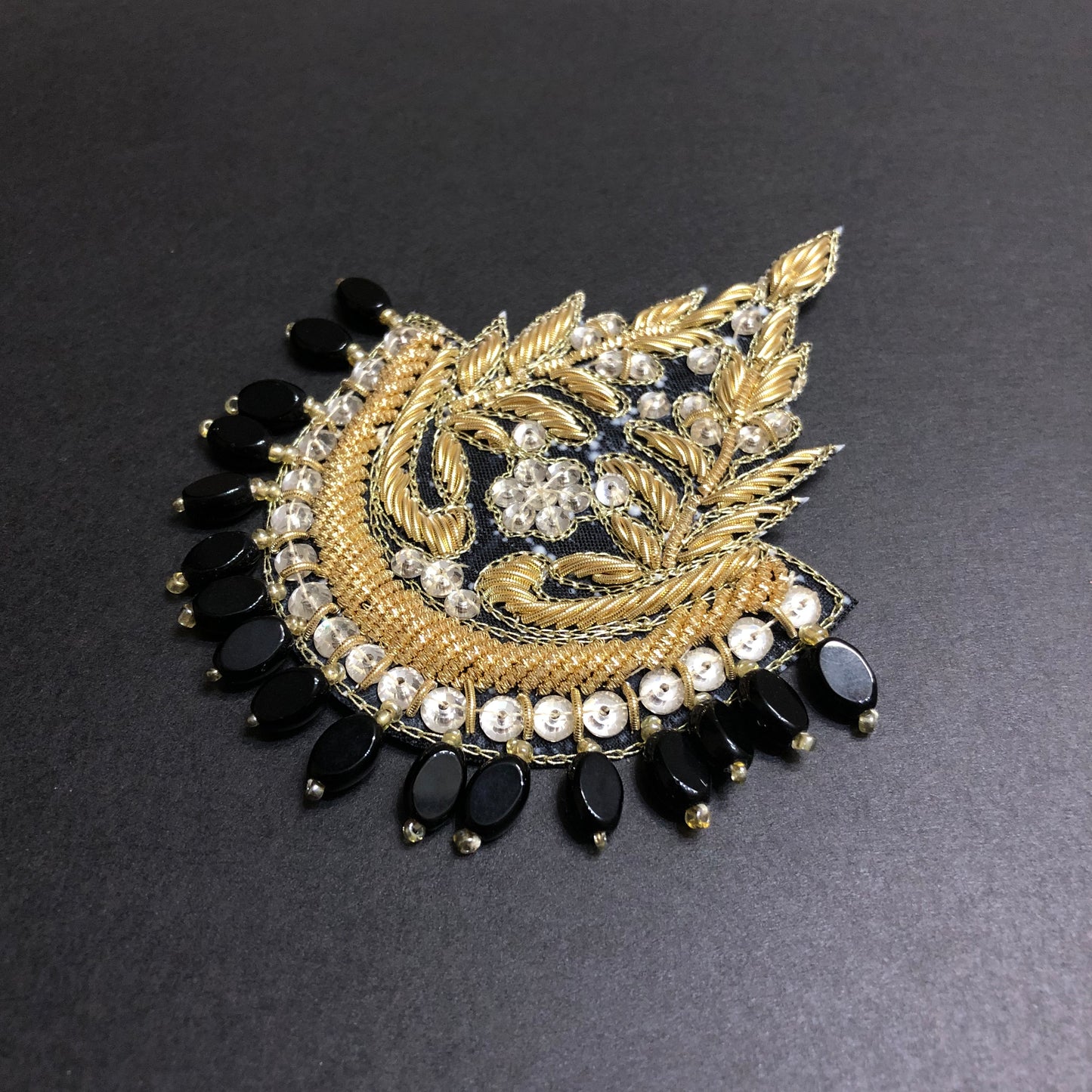 Alluring Blacktone with Black Beads Golden Motif