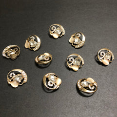Cyclone Charms Silver Crystals with Beige Marble and Silver Stone Golden Buttons