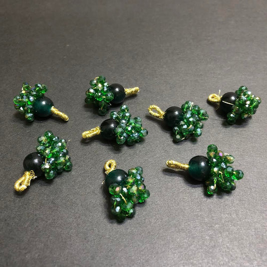 Dangling Green Transparent Crystals Golden Tassel
