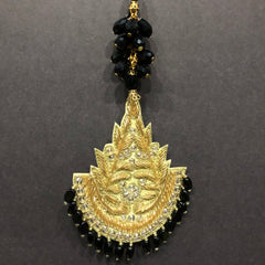 Alluring Black Beady Golden Motif with Black and Golden Backdori