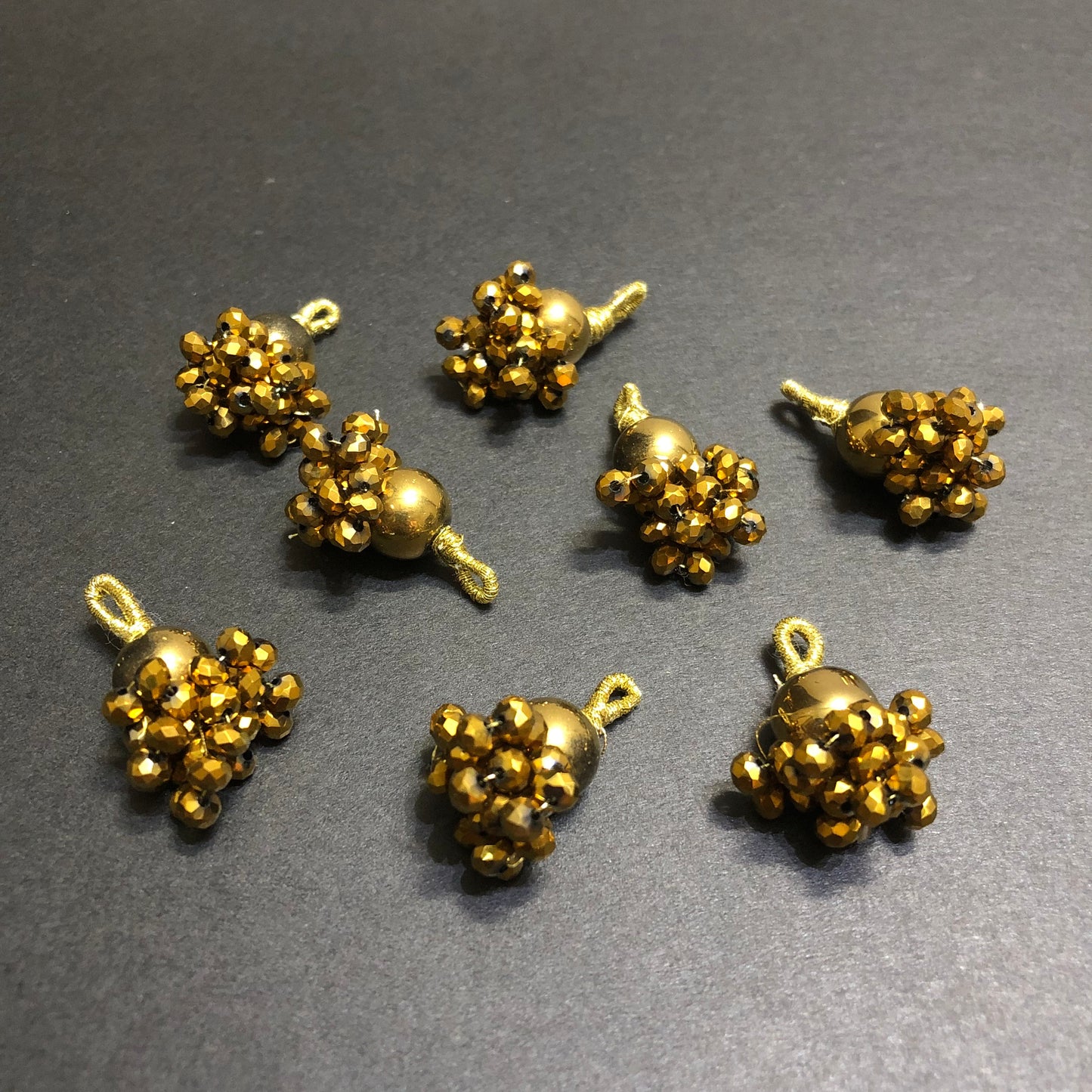 Dangling Antique Golden Opaque Crystals Golden Tassel