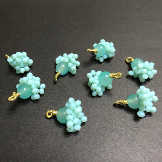 Dangling Light Sea Green Opaque Crystals Golden Tassel