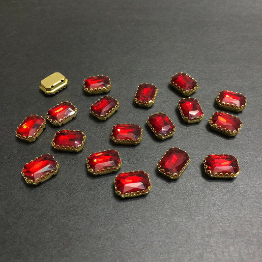 Mini Clipy Golden Red Rectangle Stones