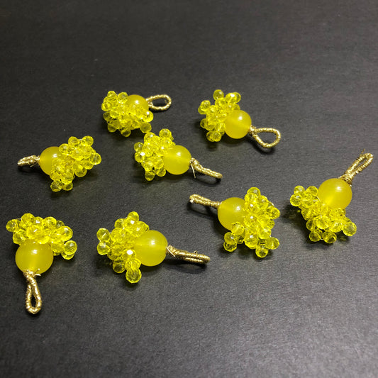 Dangling Lime Yellow Transparent Crystals Golden Tassel