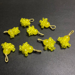 Dangling Lime Yellow Transparent Crystals Golden Tassel