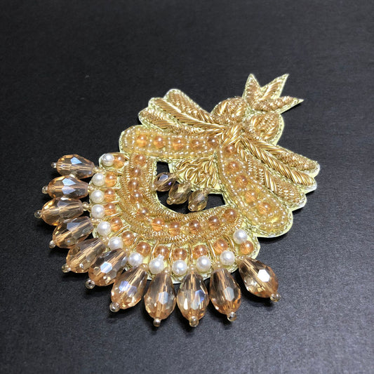 Caryall Champagne Crystals and Off-white Pearls Golden Motif