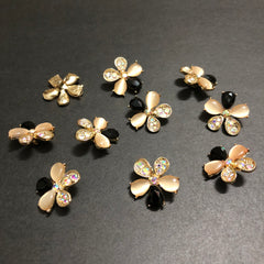Petal Whirls Multi-Colour Crystals with Beige Marbles and Black Stone Golden Buttons