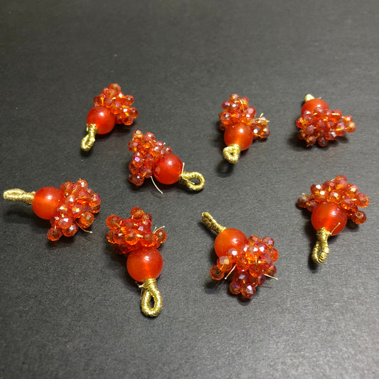 Dangling Rusty Orange Transparent Crystals Golden Tassel