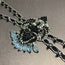 Blacktone Crown with Greyish Blue Beads Motif Silver Backstripe