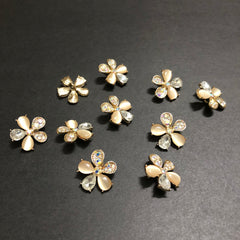 Petal Whirls Multi-Colour Crystals with Beige Marbles and Silver Stone Golden Buttons