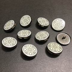 Hexa Off-white and Silver Luxe Silver Buttons