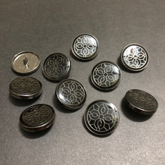 Hexa Black and Silver Luxe Silver Buttons