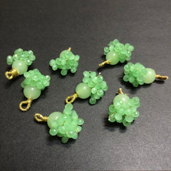 Dangling Light Green Opaque Crystals Golden Tassel