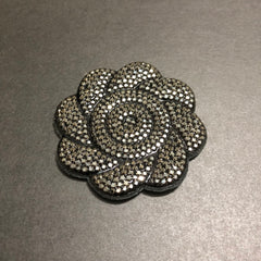 Gleaming Grey Stones Rose Cluster 3D Shaped Black Bunch
