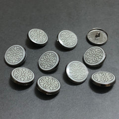 Hexa Grey and Silver Luxe Silver Buttons