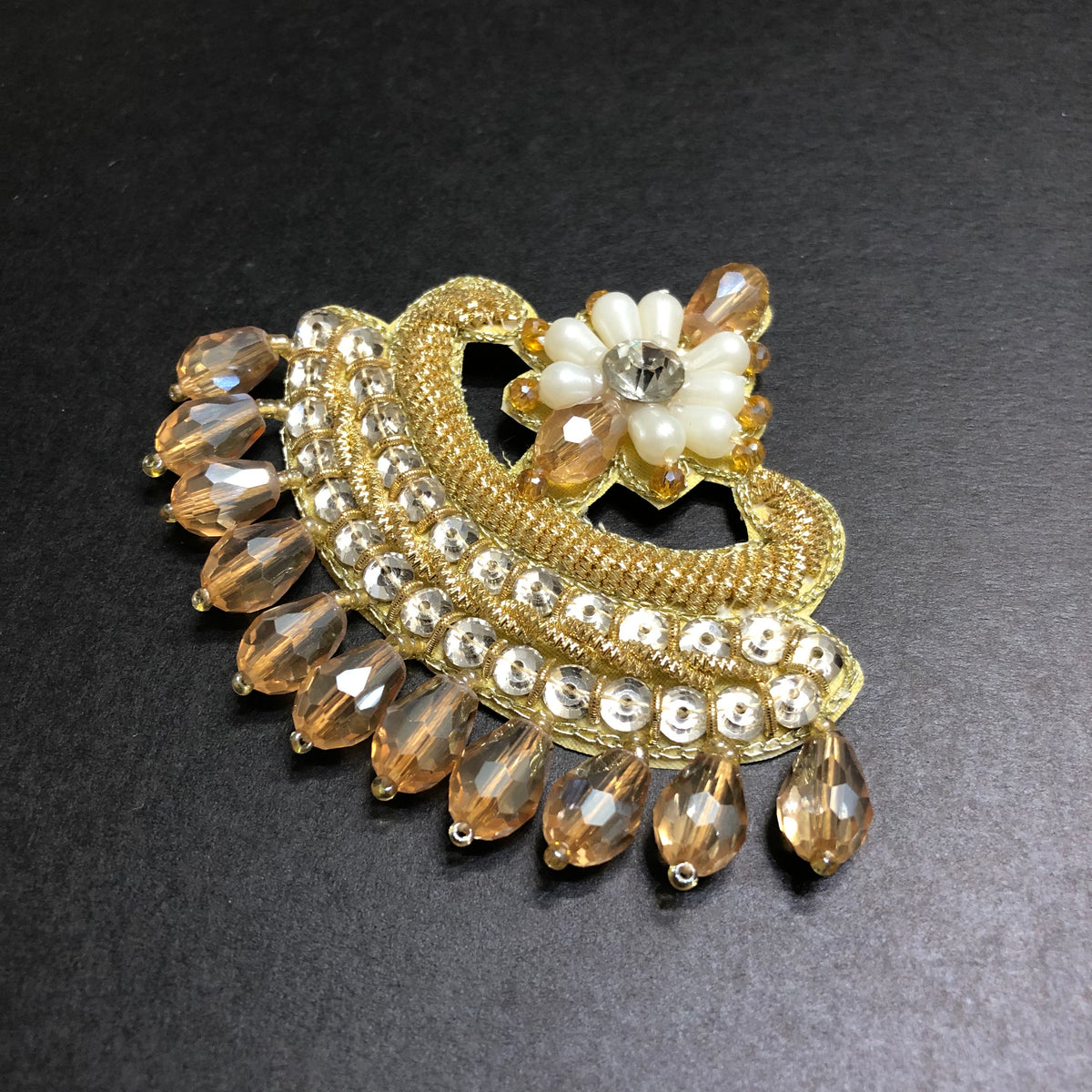 Signature Off-white Pearls with Champagne Crystals Golden Motif