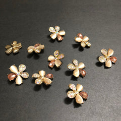 Petal Whirls Multi-Colour Crystals with Beige Marbles and Peach Stone Golden Buttons