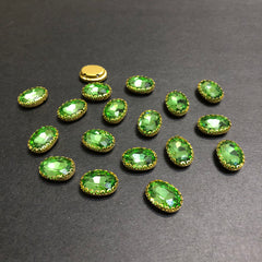 Mini Clipy Golden Light Green Oval Stones