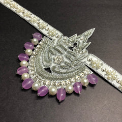 Alluring Light Purple and Pearl Motif Backstripe
