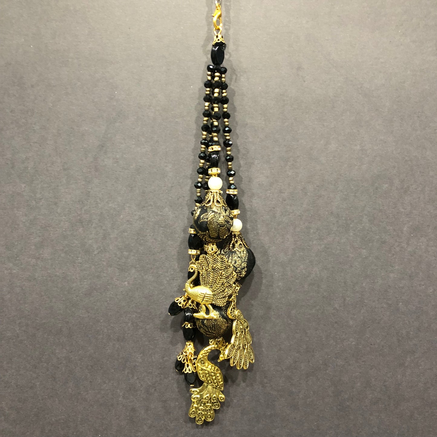 Heavy Royal Bally Peacock Golden Off-white and Black Tassel