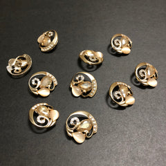 Cyclone Charms Silver Crystals with Beige Marble and Champagne Stone Golden Buttons