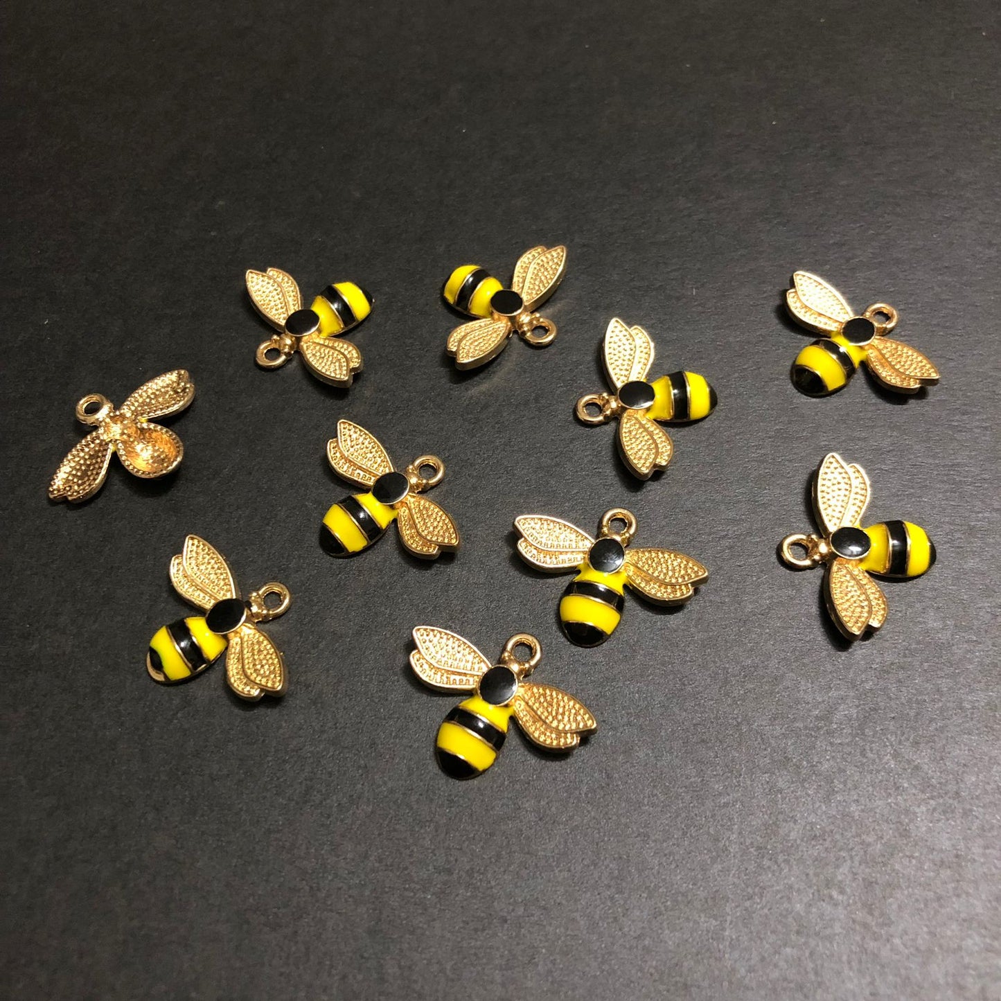 Golden Bee Yellow and Black Aura Charm Button