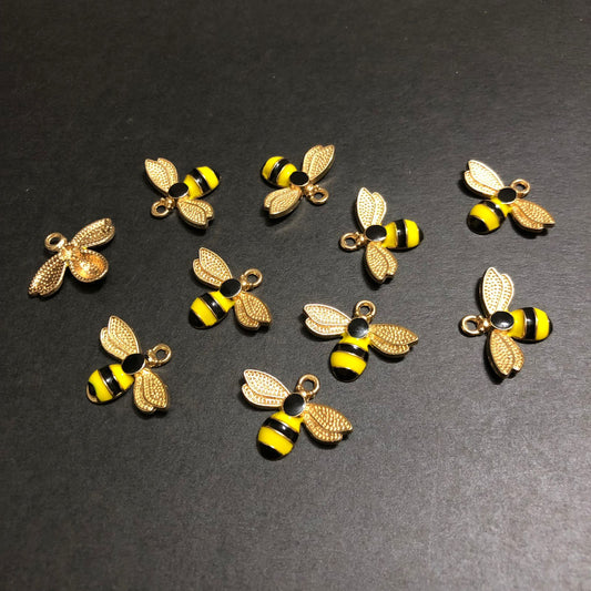 Golden Bee Yellow and Black Aura Charm Button