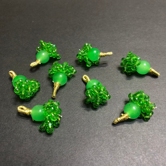 Dangling Parrot Green Transparent Crystals Golden Tassel