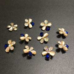 Petal Whirls Multi-Colour Crystals with Beige Marbles and Blue Stone Golden Buttons