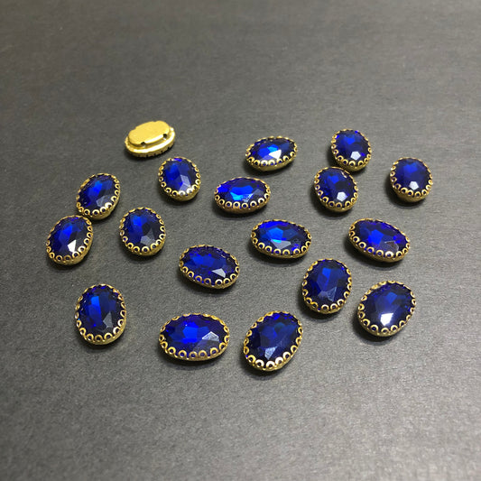Mini Clipy Golden Royal Blue Oval Stones