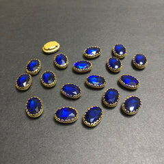Mini Clipy Golden Royal Blue Oval Stones