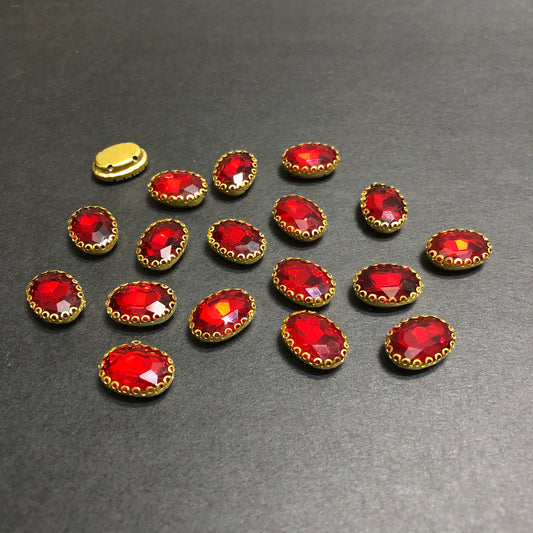 Mini Clipy Golden Red Oval Stones