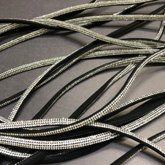 Sparkling Silver Rhinestones Black Lace