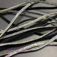 Sparkling Silver Multi Rhinestones Black Lace