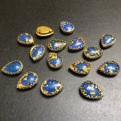 Clipy Golden Blue with Golden Texture Drop Plastic Stones