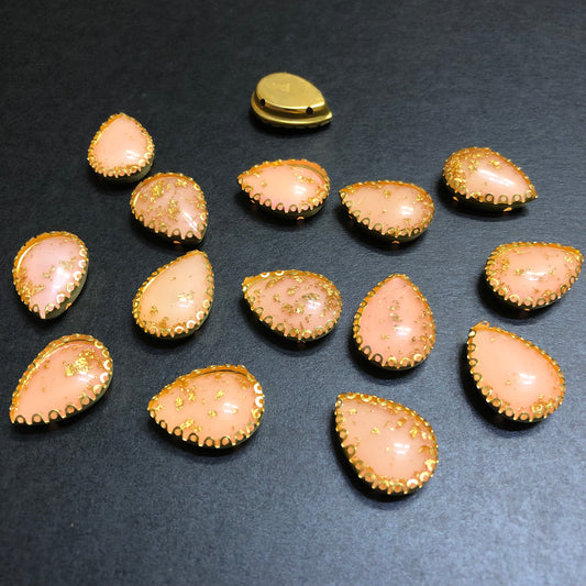 Clipy Golden Rose Golden with Golden Texture Drop Plastic Stones