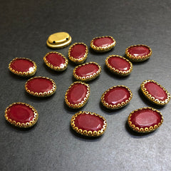 Clipy Golden Maroon Oval Plastic Stones