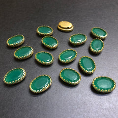 Clipy Golden Green Oval Plastic Stones