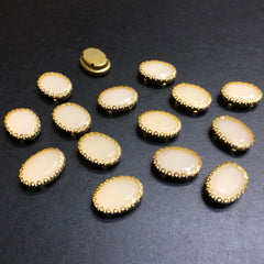 Clipy Golden Beige Oval Plastic Stones