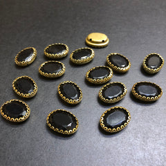 Clipy Golden Black Oval Plastic Stones