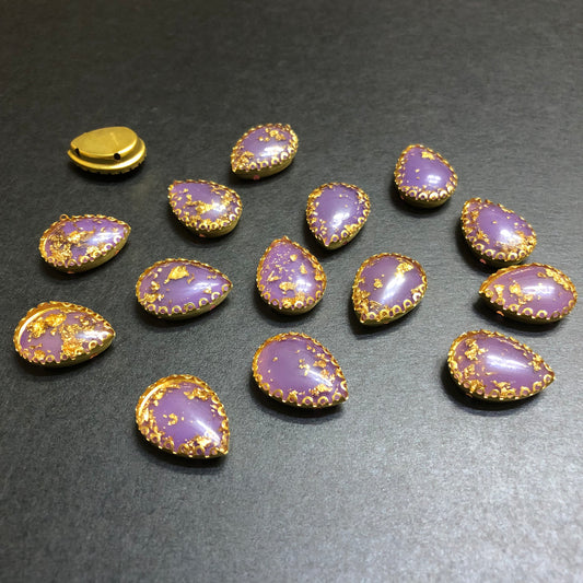 Clipy Golden Purple with Golden Texture Drop Plastic Stones