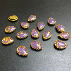 Clipy Golden Purple with Golden Texture Drop Plastic Stones