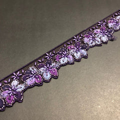 Cut-Edge Bloomy Purple Cutdana, Purple Beads, and Lilac, Purple and Plum Net Tissue Lace