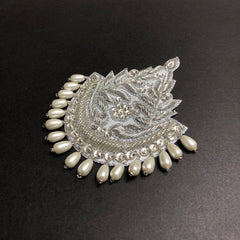 Alluring Off-white Pearl Silver Motif