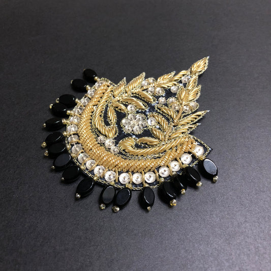 Alluring Blacktone with Black Beads Golden Motif