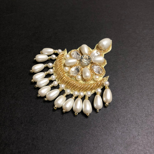Off-white Pearls Beadazzled Golden Motif