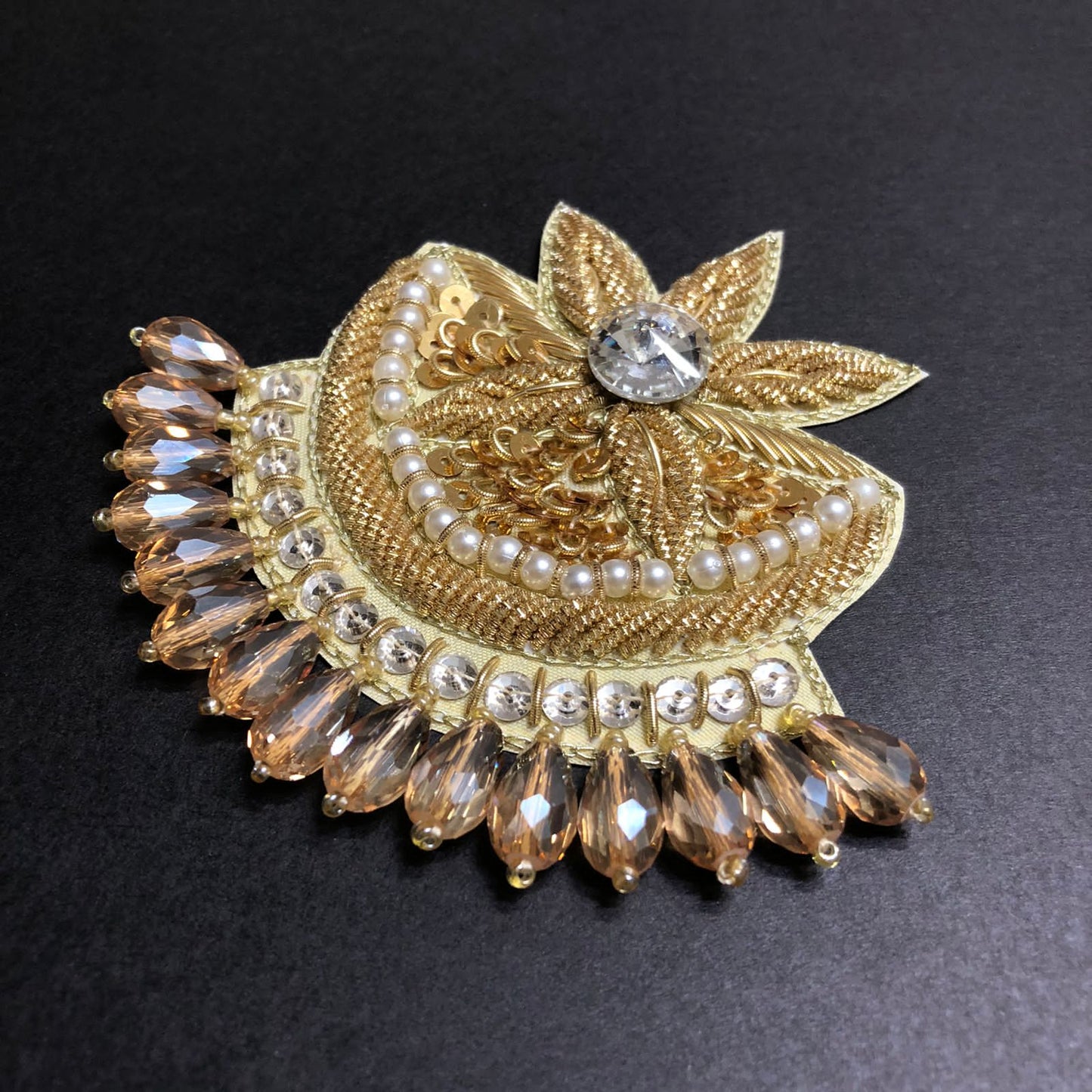 Floral Star with Champagne Crystals Golden Motif