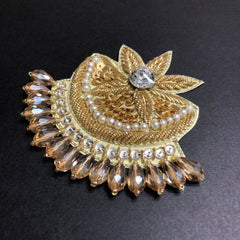 Floral Star with Champagne Crystals Golden Motif